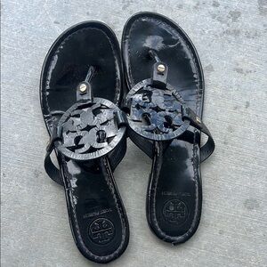 Tory Burch Glossy Black Thong Sandals